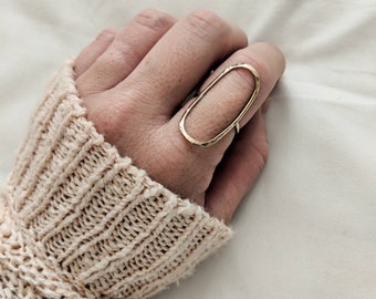 LARGE OVAL RING / gold filled / sterling silver / unique / simple / wire ring / gift / minimalist / hammered