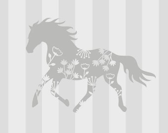Floral Horse Vinyl Decal | Floral Horse Car Decal | Horse Decal | Elegant Floral Horse Vinyl Decal