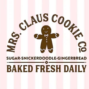 Sra. Claus Cookie Co Decal | Claus Cookie Co | Decalque de vinil do Pólo Norte | Decalque de gengibre | Decalque de vinil de Natal | Natal de gengibre