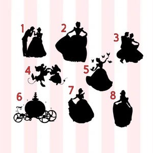 Aschenputtel Aufkleber | Aschenputtel Aufkleber | Disney Aschenputtel | Disney Aufkleber | Aufkleber Prinzessin | Aschenputtel | Cinderella Silhouette Aufkleber
