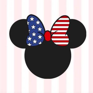 Patriottische sticker Minnie Mouse | Minnie Mouse-sticker | Sticker Minnie Mouse VS | Patriottische Minnie Mouse-vinylsticker | 4 juli Minnie Mouse