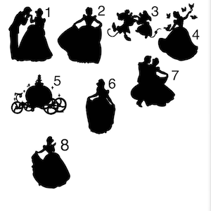 Aschenputtel Aufkleber | Aschenputtel Aufkleber | Disney Aschenputtel | Disney Aufkleber | Aufkleber Prinzessin | Aschenputtel | Cinderella Silhouette Aufkleber