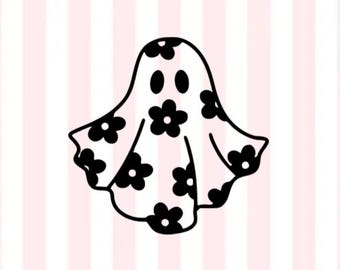 Retro Boho Gänseblümchen-Geist-Aufkleber | Halloween-Geist-Aufkleber | Halloween Aufkleber | Süßer Geist-Aufkleber | Daisy Ghost Aufkleber | Geist-Vinyl-Aufkleber | Gespenst