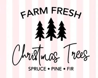 Farm Fresh Christmas Trees Decal | Pine Fur Cedar Spruce Trees | Christmas Tree Vinyl Decal | Farm Fresh | Merry Christmas Decal | Farmhouse