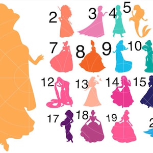 Calcomanía de Princesa Disney / Calcomanía de Disney / Calcomanía de Ariel / Princesa Disney / Calcomanía de Cenicienta / Calcomanía de Bella / Calcomanía de Elsa / Calcomanía de Blancanieves / Anna