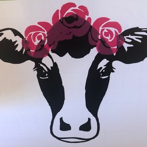 Cow Decal | Floral Cow Sticker | Floral Cow Decal | Flower Crown Decal | Cow Sticker | Farmhouse Cow | Farmhouse | Farmhouse Cow Decal