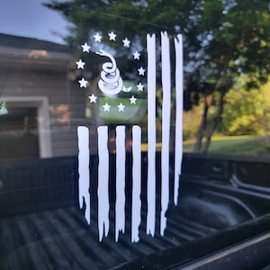 American Flag Vinyl Decal | Distressed American Flag Decal | Don&#39;t Tread On Me Flag Decal | American Flag Decal | Decal for Car | VinylDecal