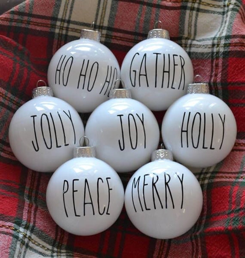 Rae Dunn Inspired White Christmas Ball Ornament Rae Dunn Etsy
