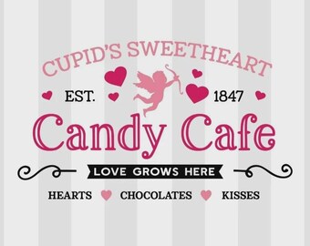 Valentine's Day Vinyl Decal | Cupid Decal | Candy Cafe Decal | Valentine Vinyl Decal