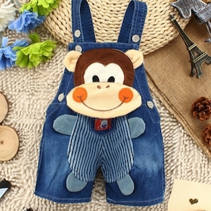 Summer Monkey Baby Overalls |  Baby Bear Summer Overall shorts