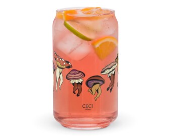 Mushrooms dance Can-shaped glass