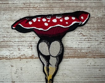 Sexy mushroom embroidery iron-on patch, red amanita