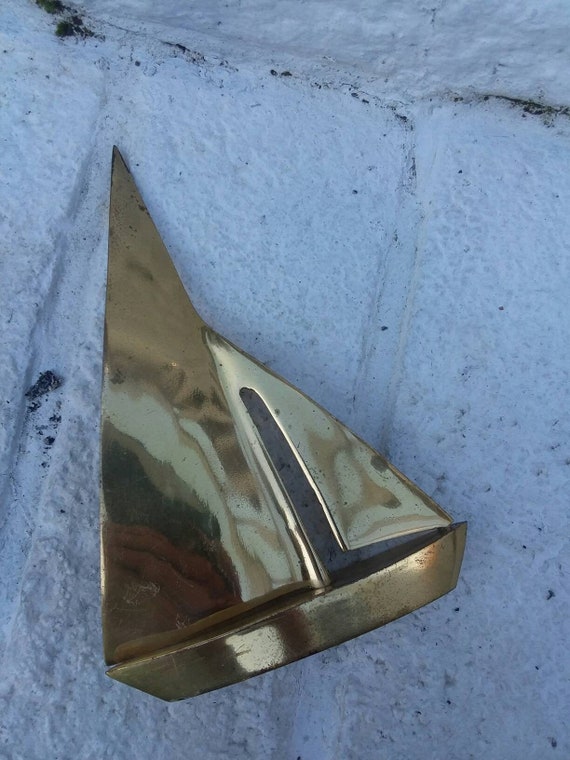 Brass Sailboat Antique Brass Sailboat Nautical Decor Brasd Etsy