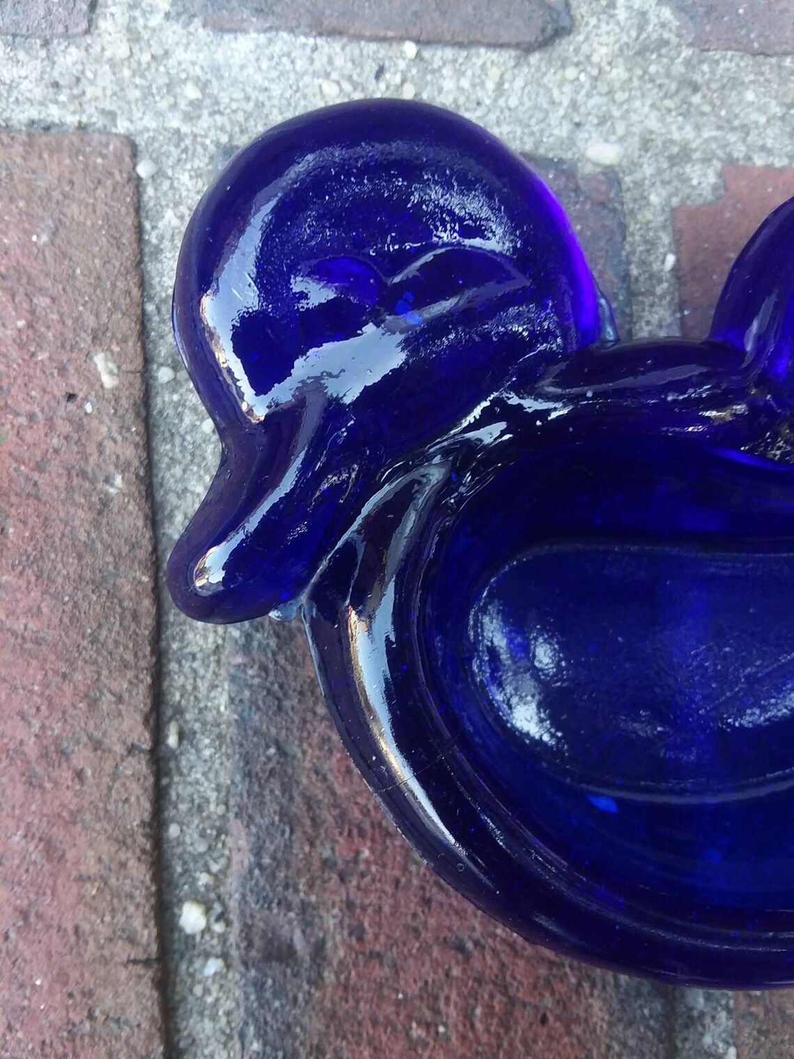 Vintage Blue Glass Ashtray Glass Duck Ashtray Blue Glass Duck Etsy