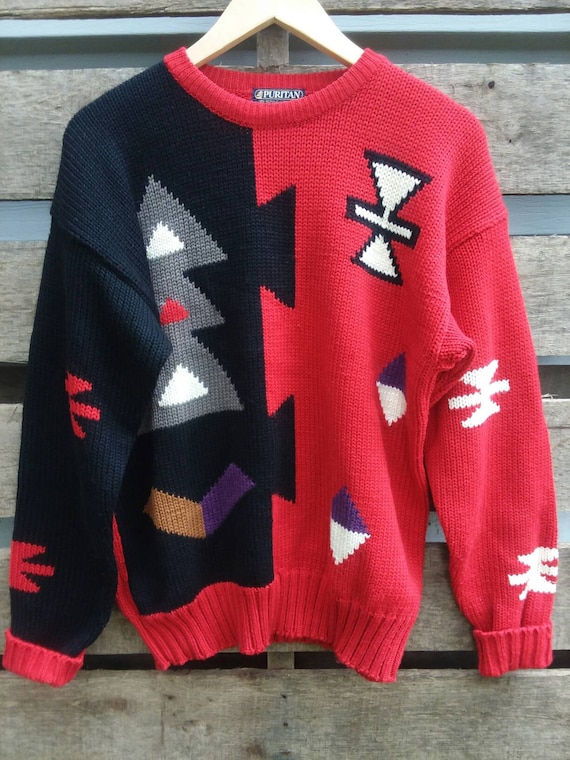 Puritan Sweater Retro Sweater Wool Sweater Adult L