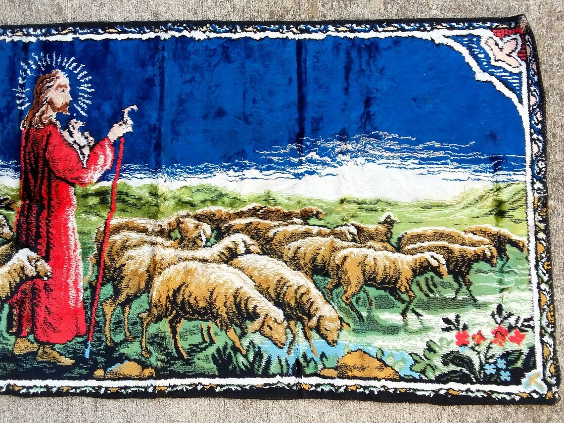 Jesus Shepherd Tapestry Jesus The Shepherd Rug Prayer Rug Etsy