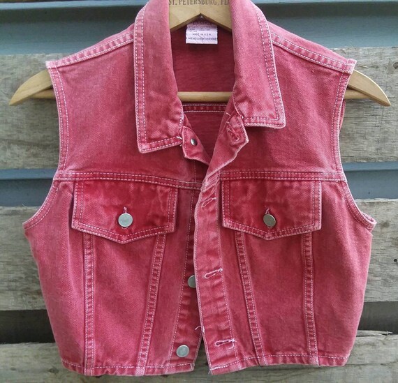 BONGO Denim Vest Red Denim Vest Retro Bongo Vest W