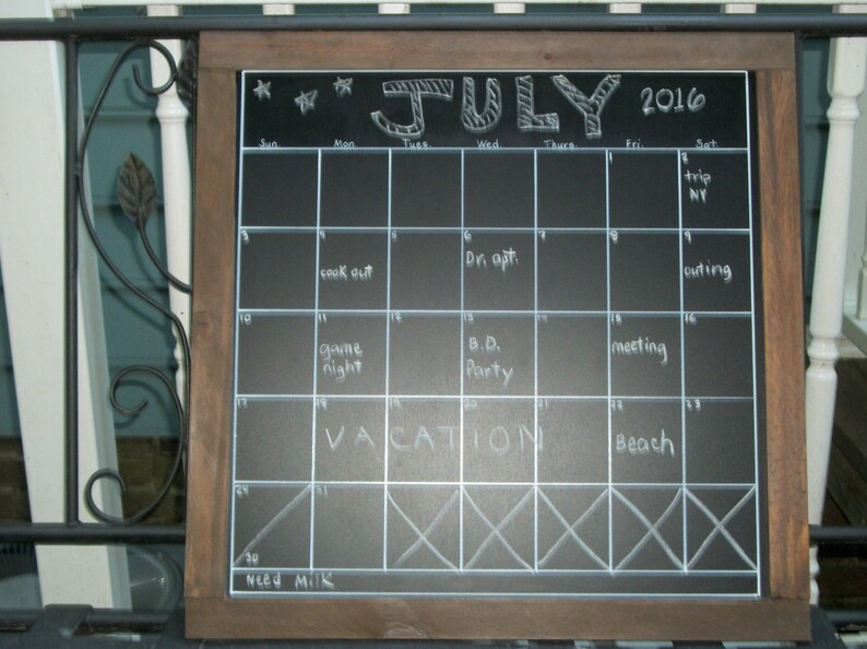 Large chalkboard monthly calendar Framed reusable erasable Etsy
