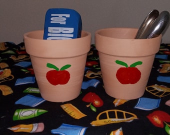 Teacher terracotta pencil holder, Desk organizer