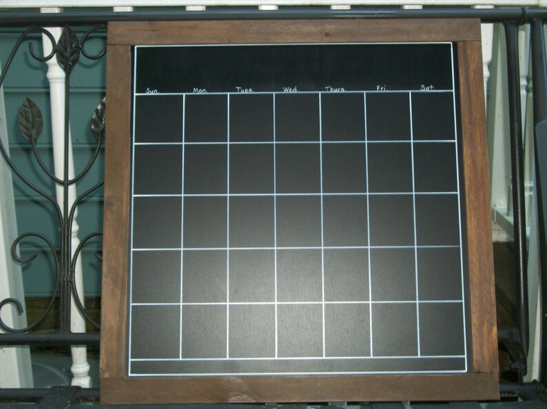 large-chalkboard-monthly-calendar-framed-reusable-erasable-etsy