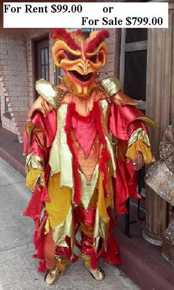 Evil Jester Mascot Mardi gras used costume RENTAL