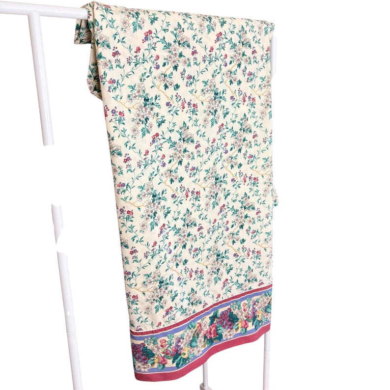 Vintage Laura Ashley Flat Sheet Full Shabby Cottage Floral Bedding 90s Romantic Bild 7