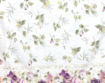 Vintage Dan River Queen Flachbettlaken Rose Blumen Garten Baumwolle Cottagecore Bettwäsche