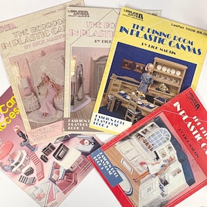 Plastic Canvas Fashion Doll Playhouse Patterns | Barbie Miniature Furniture Books (Lot of 5)