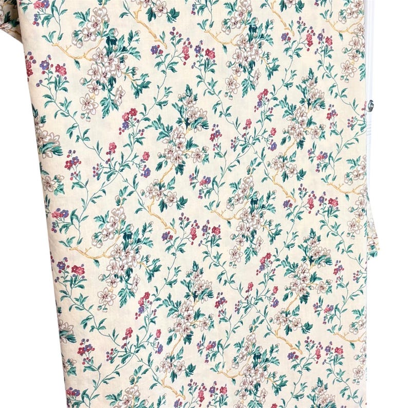 Vintage Laura Ashley Flat Sheet Full Shabby Cottage Floral Bedding 90s Romantic Bild 6