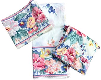 Vintage Martha Stewart Set Floral Chintz Ruffled Sham Dreamy Cottage Garden 1989