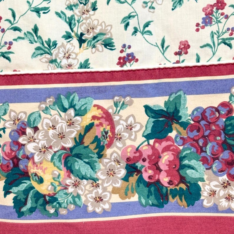 Vintage Laura Ashley Flat Sheet Full Shabby Cottage Floral Bedding 90s Romantic Bild 2