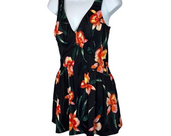 Maxine of Hollywood M/L-badpak badpak uit één stuk bloemen tropisch vintage