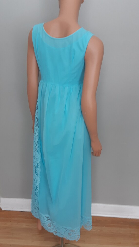 VTG Turquoise Blue 2 Piece Lingerie Nightgown Set… - image 8