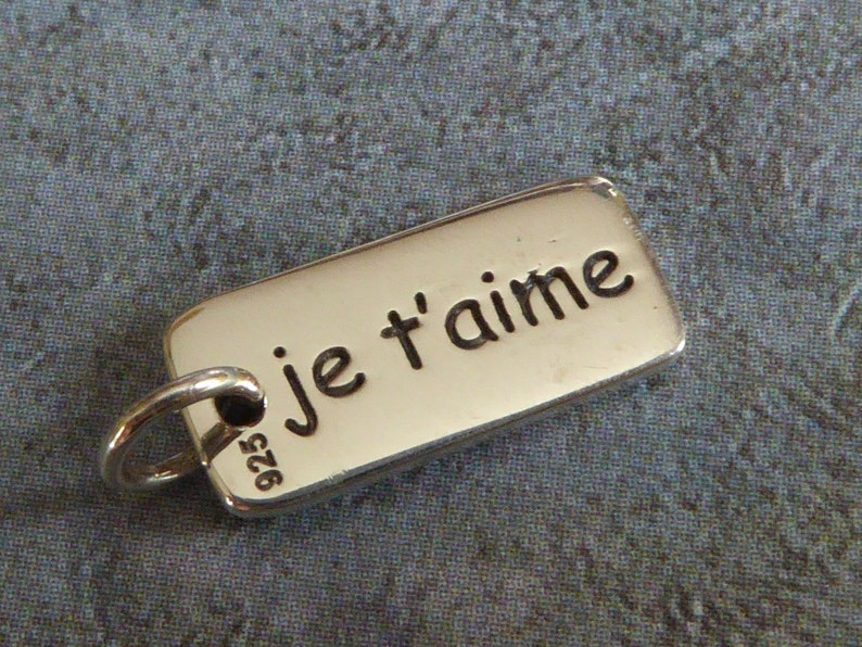 Sterling Silver Je T Aime French Word Charm Meaning I Love You Charm 17mm X 7mm Charms Jewelry Making Beading Sterling Silver Je T Aime French Word Charm Meaning I Love You Charm 17mm X 7mm Charms Jewelry Making Beading