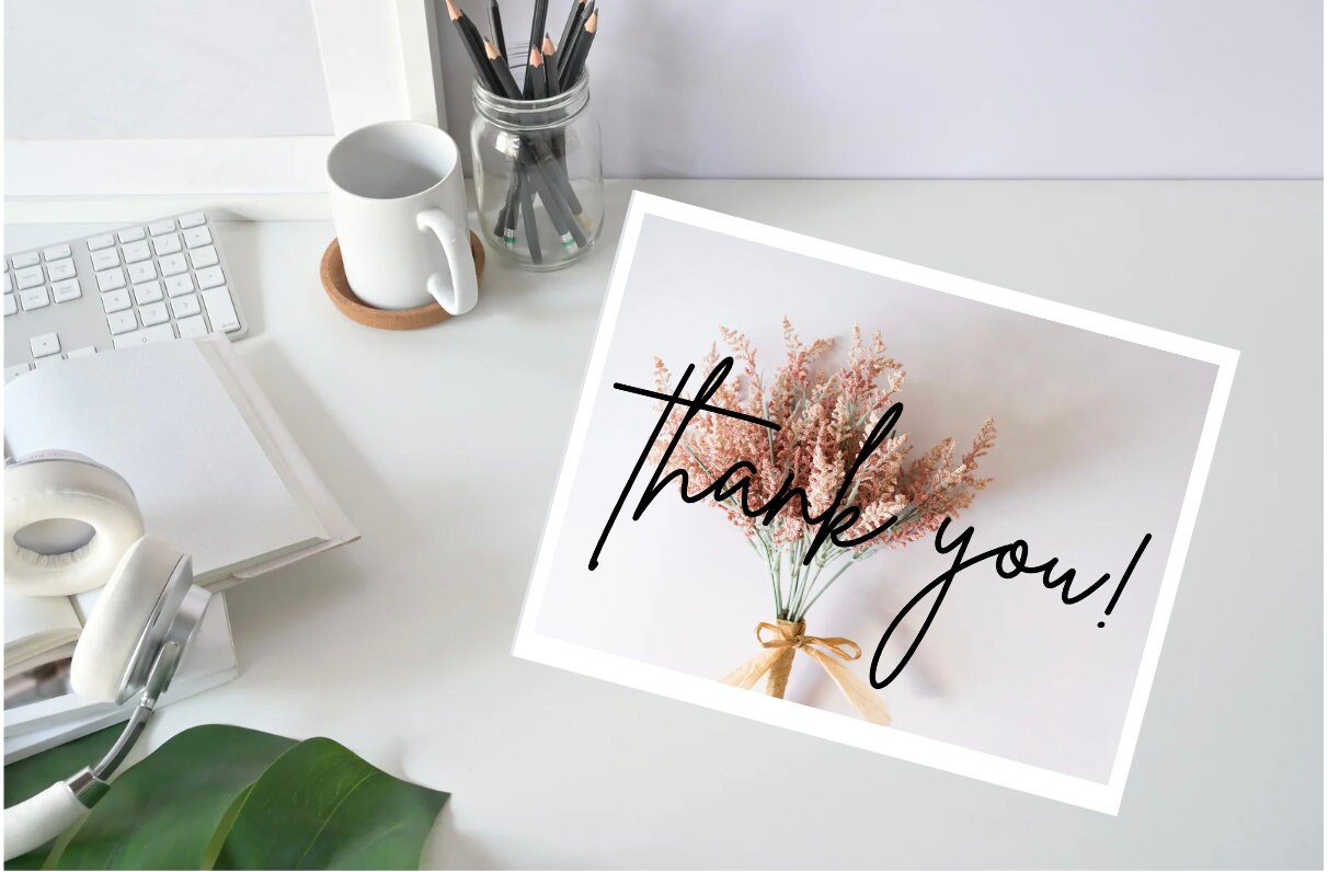 Flower Thank You Card - Editable in CANVA - Etsy
