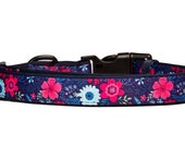 Navy Floral Collar Dog Collars Australia Navy Dog Collar