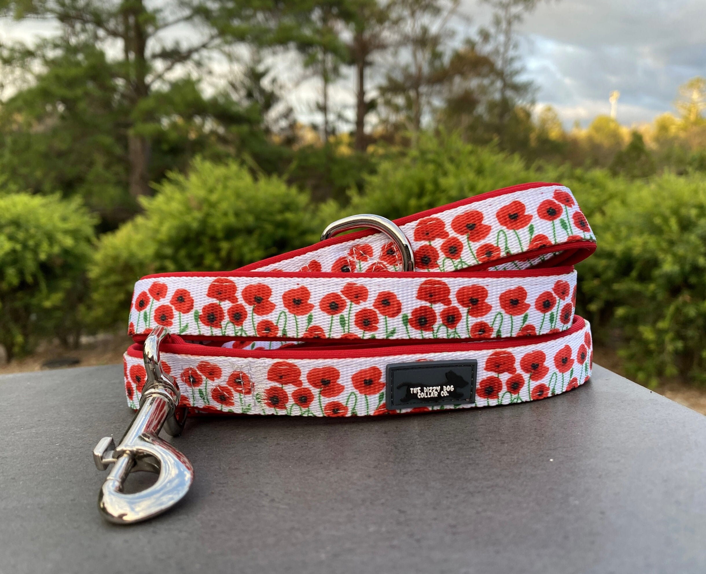 Poppies Dog Lead Fully Padded Dog Leash Neoprene Dog Leash Etsy