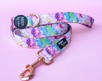 The Willow: Watercolour Floral Dog Lead | Canvas & Neoprene | Premium Quality Fully Padded Leash