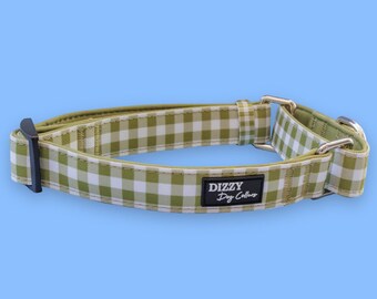 Martingale Dog Collar | Olive Gingham