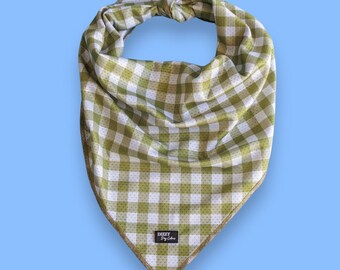 Bandana | Tie Up Dog Bandana | Olive Gingham