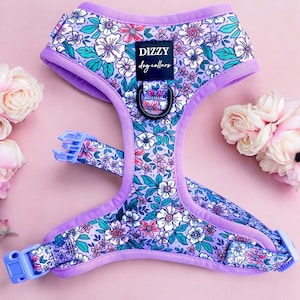 DOG HARNESS | Lilac Floral | Neck Adjustable Dog Harness