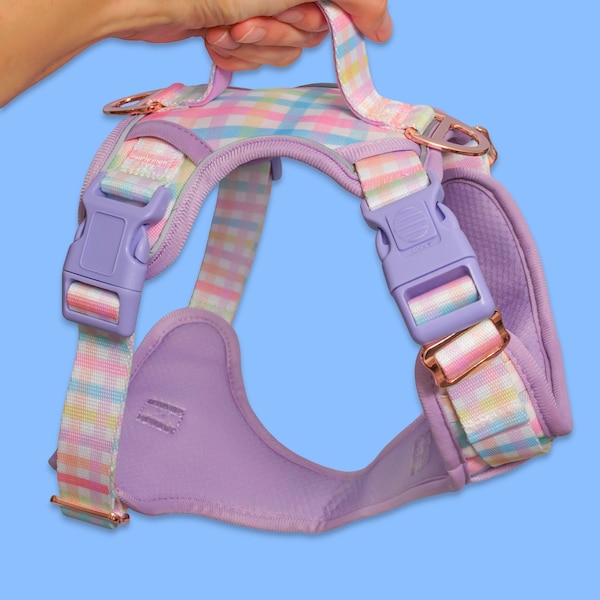 No Pull Dog Harness | Step in | Reflective | Heavy Duty | Easy Reach Handle | Sherbet Gingham