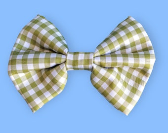 Olive Gingham Bow Tie