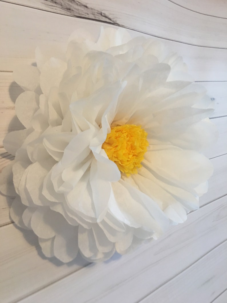 Giant paper flower daisy backdrop for rustic wedding decor, baby showers and photo backdrops image 7