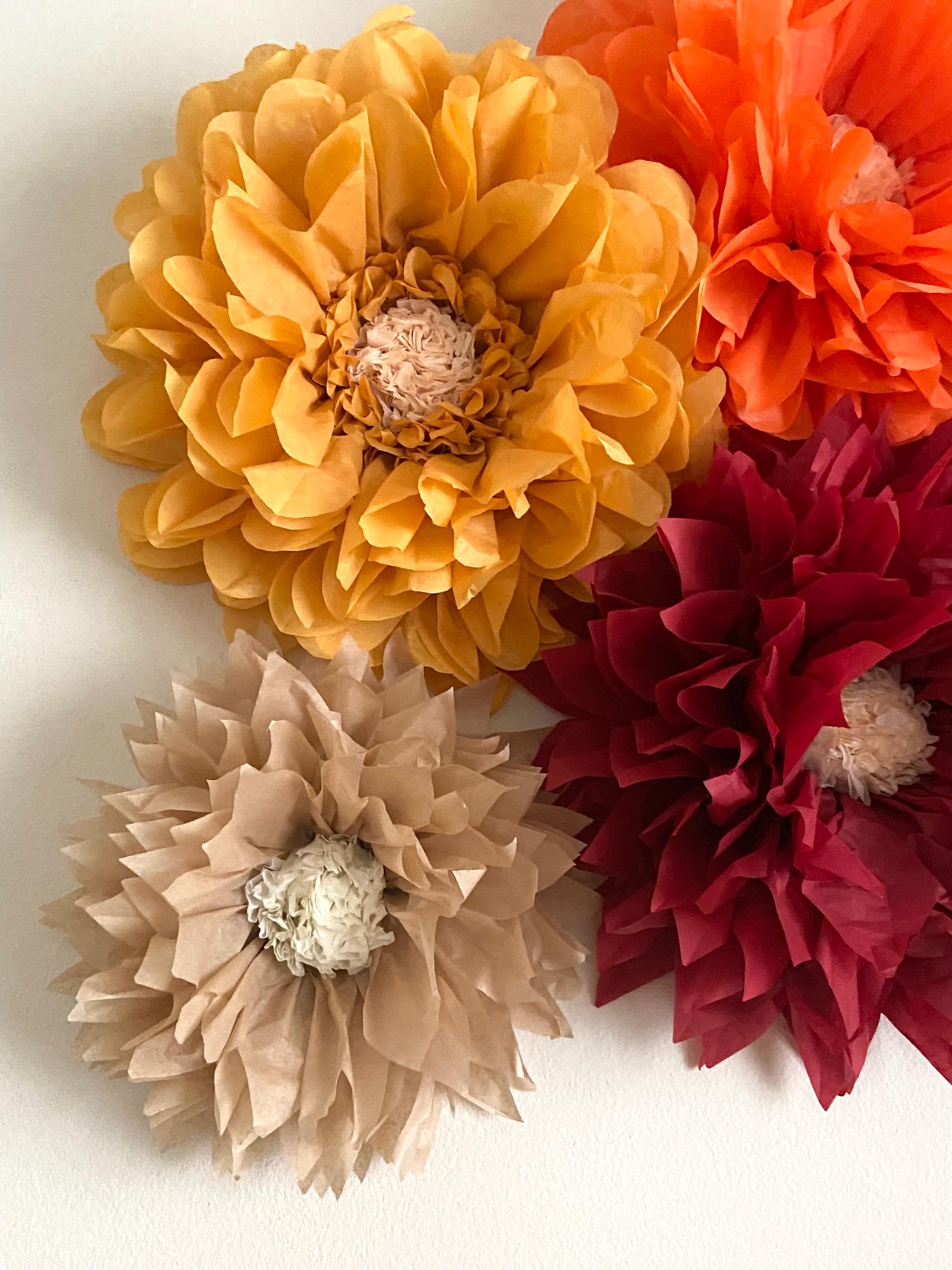 Set of Five Fall Tissue Paper Flowers, Fall Decorations for Home ...
