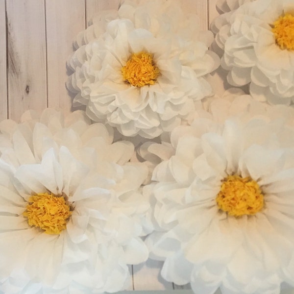 Choose your own paper flower daisy backdrop for wedding decor, bridal showers, baby showers and photo backdrops