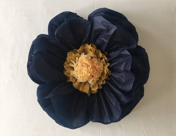 Large Navy Tissue Paper Flower for Home Decor and Event Backdrops 