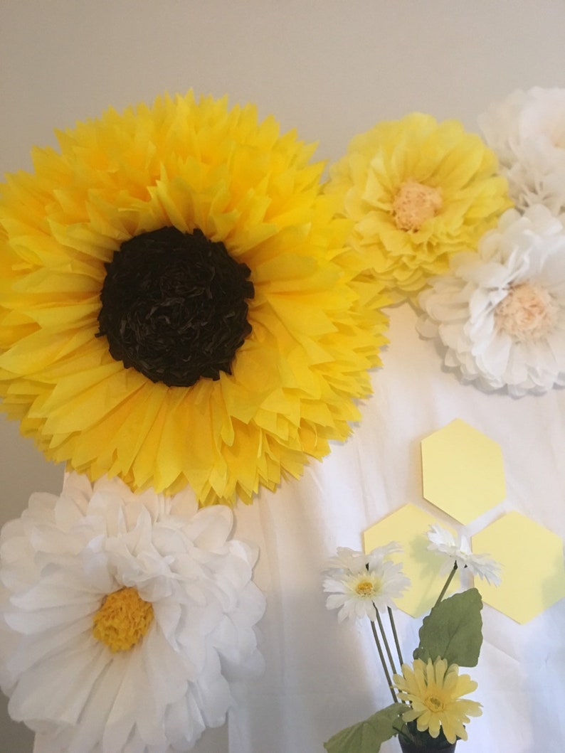 Tissue paper flowers in yellow white and sunflowers Etsy