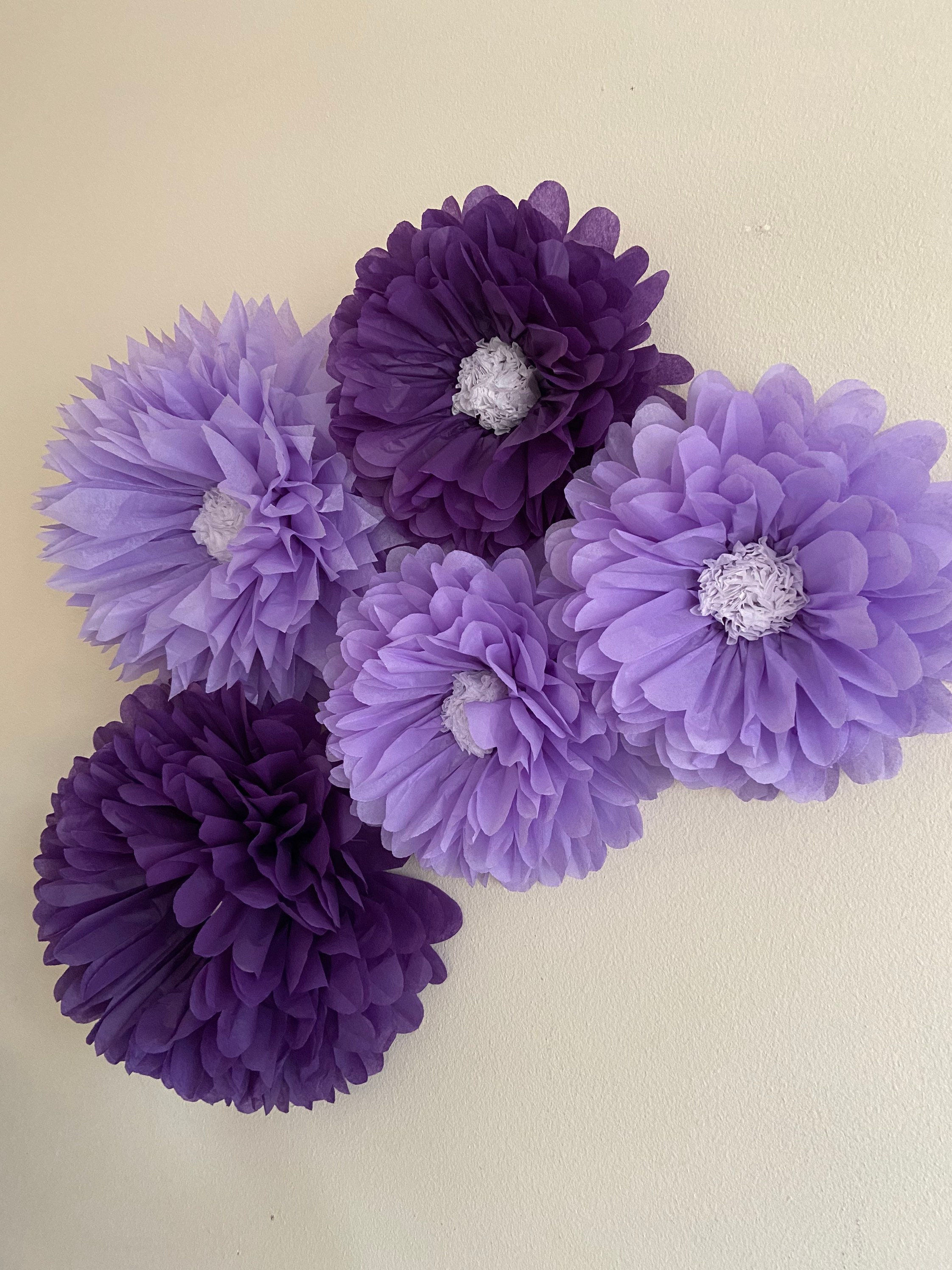 Purple Paper Flower Set of Five for Wedding Flowers Party Etsy