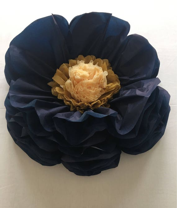 Large Navy Tissue Paper Flower for Home Decor and Event Backdrops 